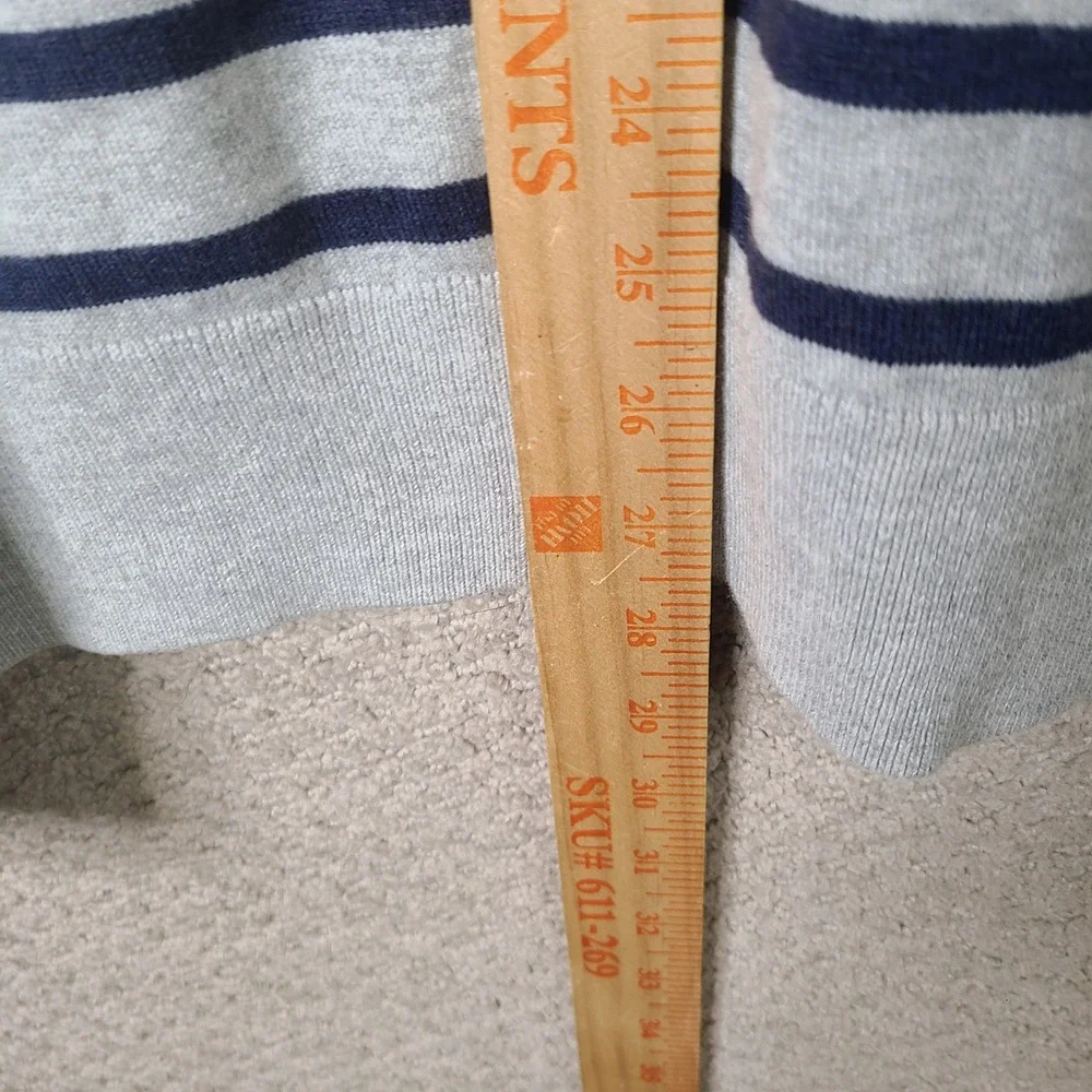 Gap Sweater Mens Large Gray Blue Striped V-Neck 100% Cotton Long Sleeve Pullover